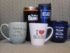 Book themed mugs