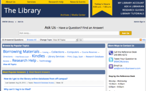 Ask a Librarian page screenshot