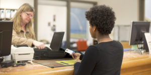 Student borrowing laptop