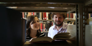 librarian and student researching