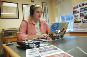 Taylor Schafer '15 works in the archives
